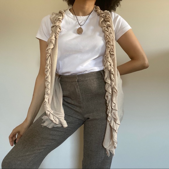 Romantic linen blend oatmeal colored long … - Picture 1 of 4